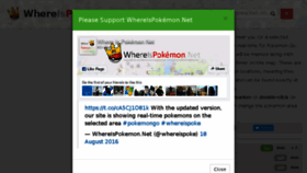 What Whereispokemon.net website looked like in 2016 (7 years ago)