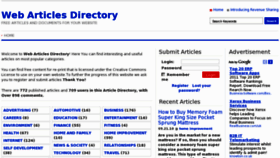 What Webarticlesdirectory.com website looked like in 2011 (13 years ago)