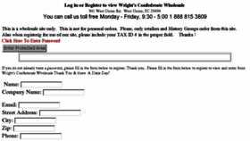 What Wrightsconfederatewholesale.com website looked like in 2018 (5 years ago)
