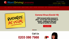 What Wantdrivinglessons.com website looked like in 2020 (3 years ago)