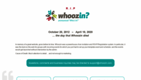 What Whoozin.com website looked like in 2020 (3 years ago)
