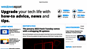 What Windowsreport.com website looked like in 2023 (1 year ago)