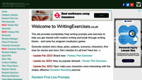 What Writingexercises.co.uk website looked like in 2023 (2 years ago)