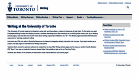 What Writing.utoronto.ca website looked like in 2023 (This year)