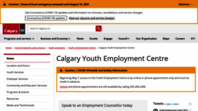 What Youthemploymentcentre.ca website looked like in 2021 (2 years ago)