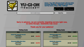 What Yugiohprices.com website looked like in 2022 (1 year ago)
