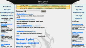 What Zenlyrics.com website looked like in 2011 (13 years ago)