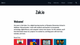 What Zak.io website looked like in 2019 (4 years ago)