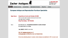 What Zacherantiques.com.au website looked like in 2020 (3 years ago)