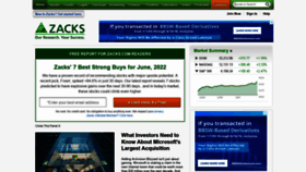 What Zacks.com website looked like in 2022 (1 year ago)