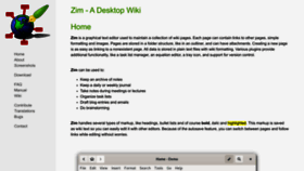 What Zim-wiki.org website looked like in 2023 (1 year ago)